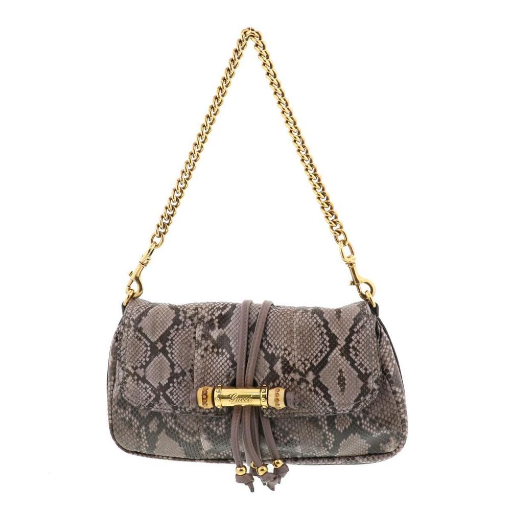 Gucci Python Bamboo Chain Shoulder Bag Brown - image 1